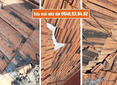 Mái ngói hưu hỏng toàn bộ bể vỡ tphcm